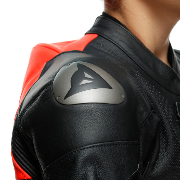 gen-z-junior-leather-1pc-suit-perf-black-fluo-red-black image number 9