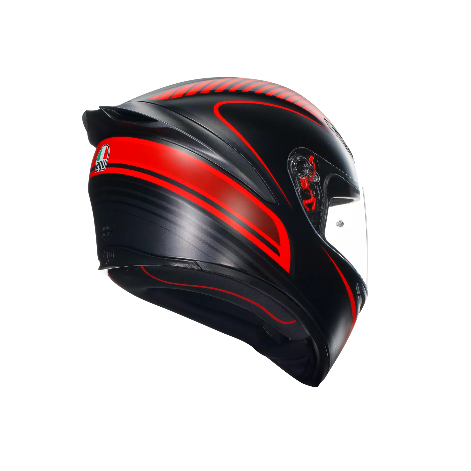 K1 S WARMUP MATT BLACK/RED - MOTORBIKE FULL FACE HELMET E2206