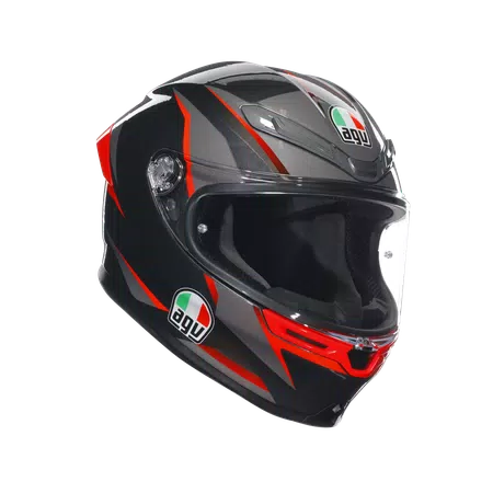 K6 S SLASHCUT BLACK/GREY/RED - MOTORBIKE FULL FACE HELMET E2206 -  - 1