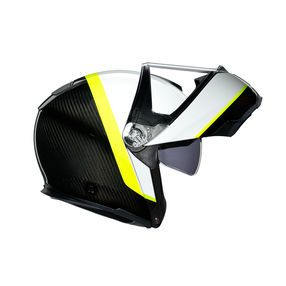 sportmodular-ray-carbon-white-yellow-fluo-casco-moto-modular-e2205 image number 2