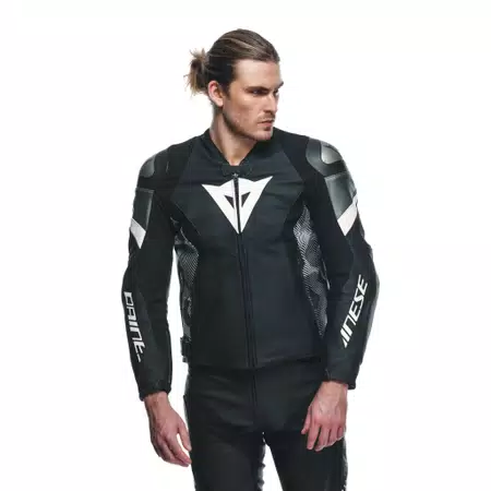AVRO 5 - MEN'S MOTORCYCLE LEATHER JACKET - BLACK/WHITE/ANTHRACITE - 5
