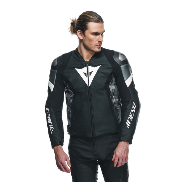avro-5-leather-jacket-black-white-anthracite image number 4