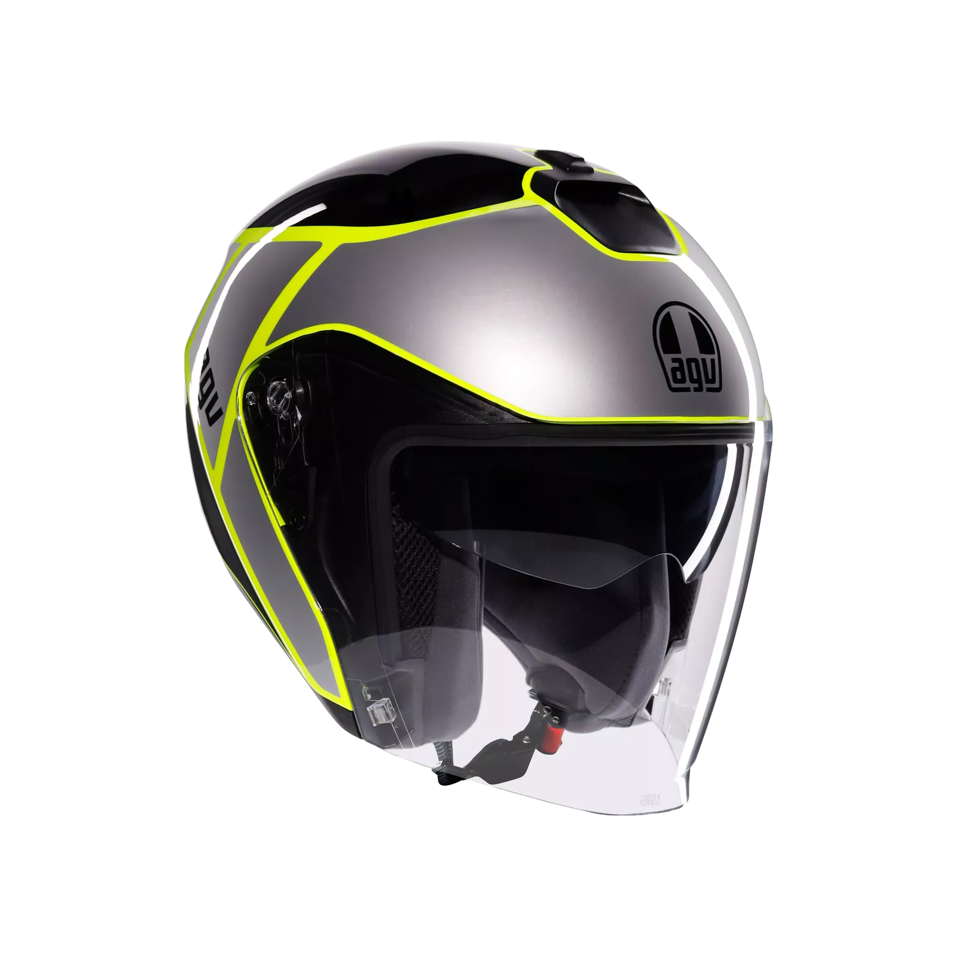IRIDES DAVAO BLACK/GREY/YELLOW FLUO - CASQUE MOTO JET E2206