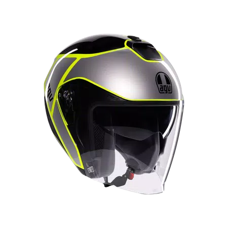 IRIDES DAVAO BLACK/GREY/YELLOW FLUO - MOTORBIKE OPEN FACE HELMET E2206 -  - 1