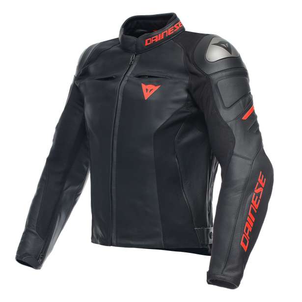 essential-racing-leather-jacket-black-fluo-red image number 0