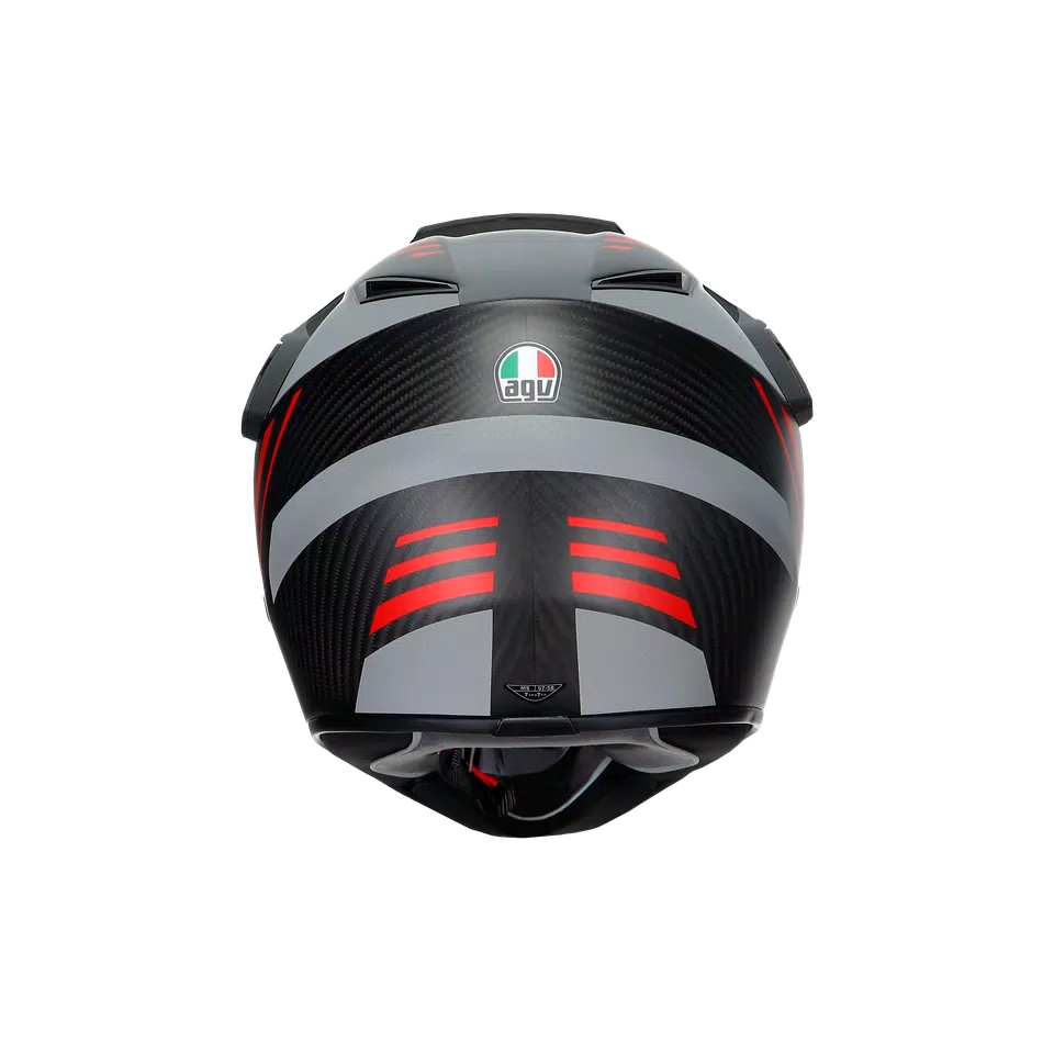 AX9 REFRACTIVE ADV MATT CARBON/RED - MOTORBIKE FULL FACE HELMET E2205 -  - 5