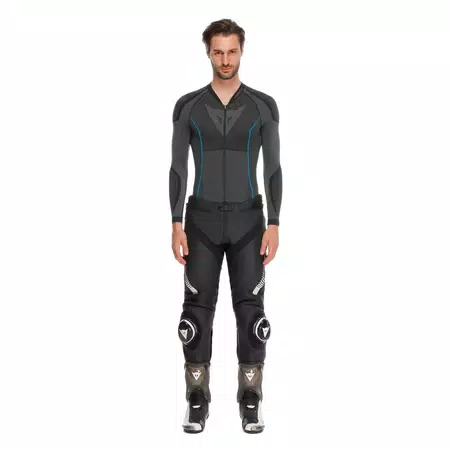 SUPER SPEED - MEN'S MOTORCYCLE LEATHER PANTS - BLACK/WHITE - 2