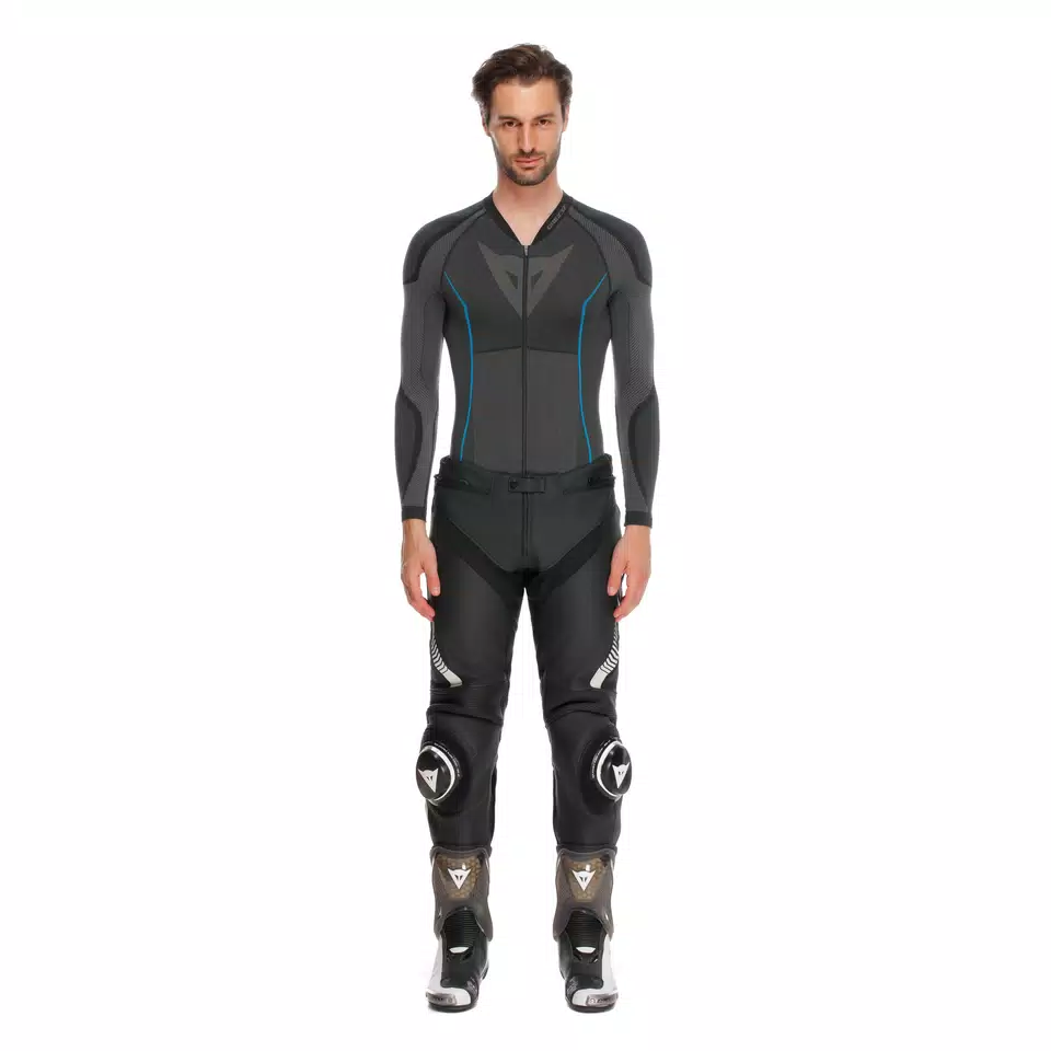 SUPER SPEED - MEN'S MOTORCYCLE LEATHER PANTS - BLACK/WHITE - 2
