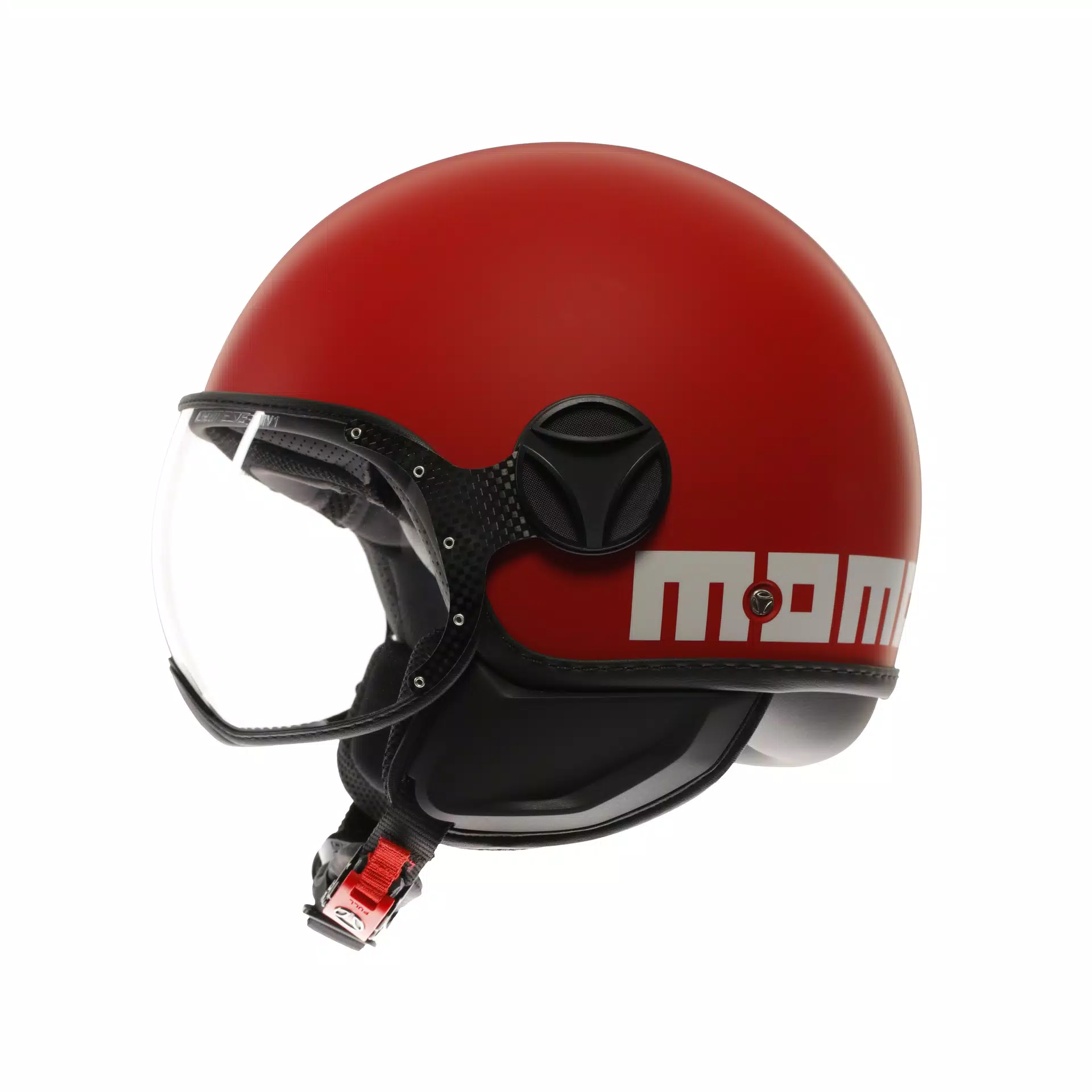 MOMODESIGN FGTR CLASSIC CANDY MATT RED / WHITE - JET HELMET WITH VISOR E2206
