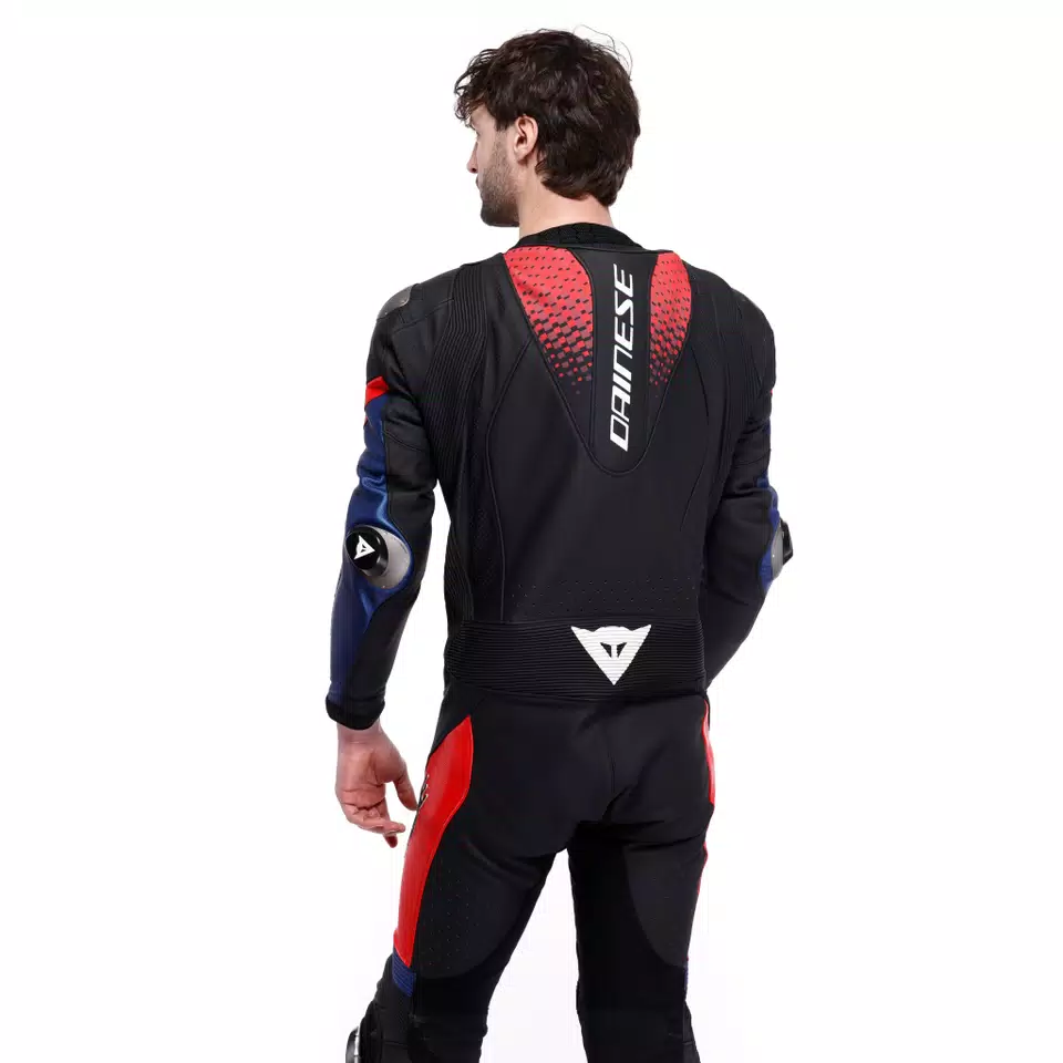 LAGUNA SECA 6 - PERFORATED ONE-PIECE LEATHER RACING SUIT - BLACK/BLUE/RED - 4