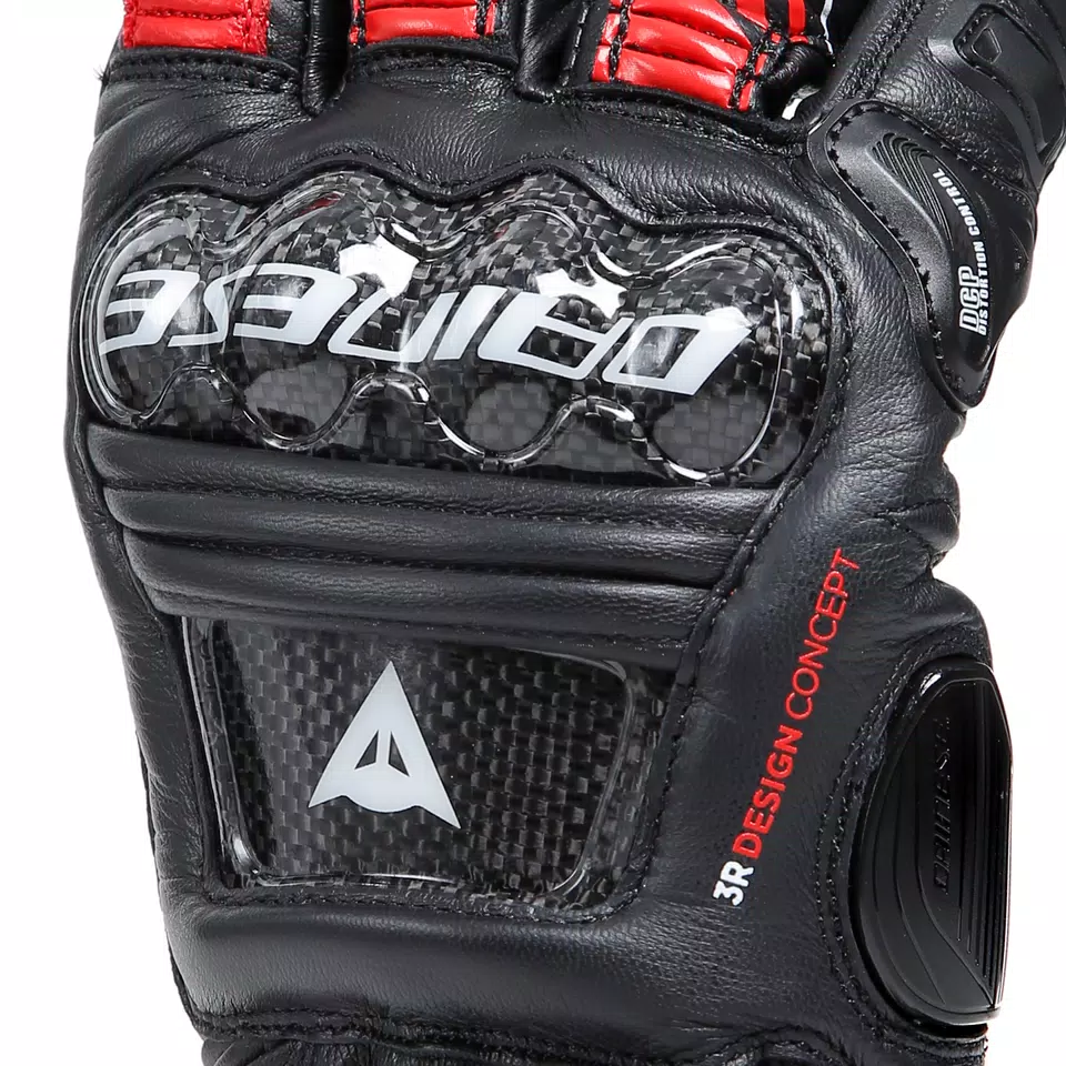 DRUID 4 - MEN'S MOTORCYCLE LEATHER GLOVES - BLACK/RED-LAVA/WHITE - 6
