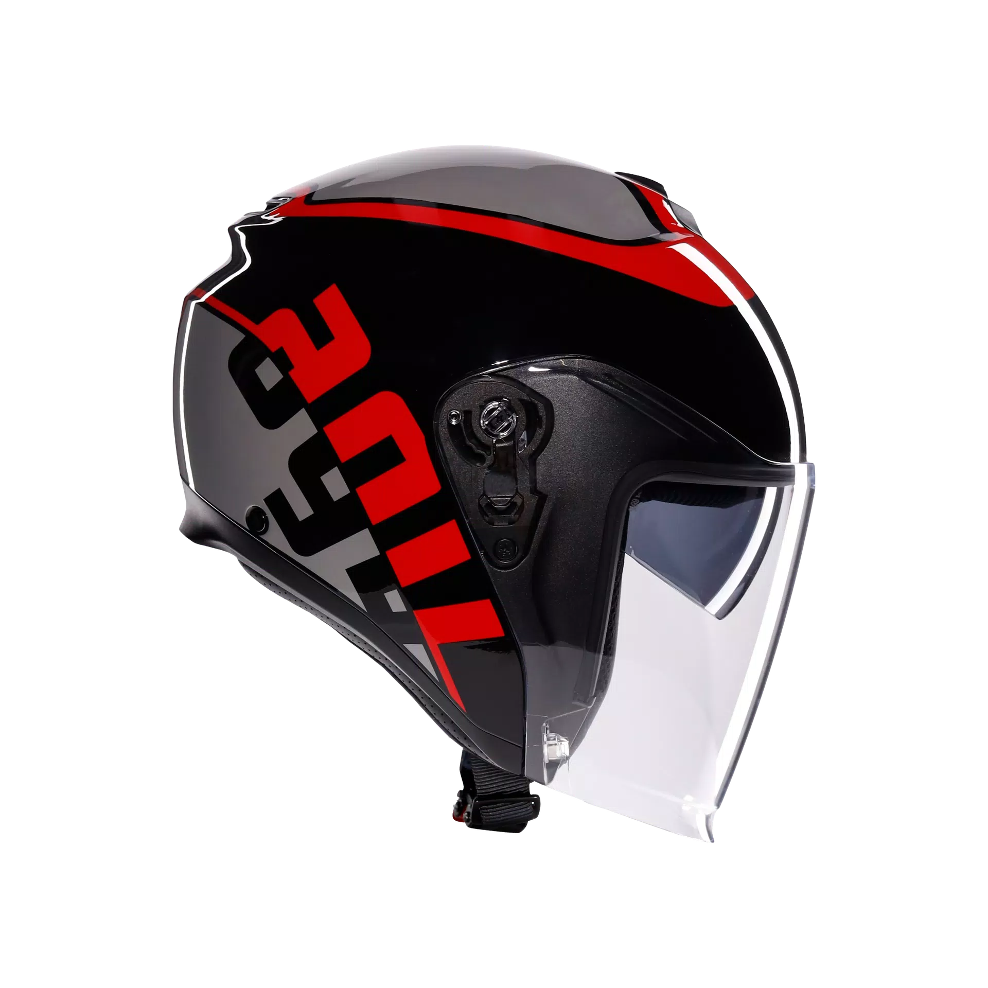 IRIDES CASQUE MOTO JET E2206 - VALENZA MATT GREY/BLACK/RED