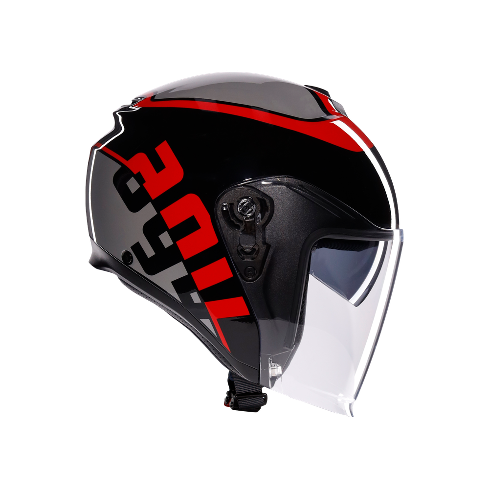 irides-motorbike-open-face-helmet-e2206-valenza-matt-grey-black-red image number 2