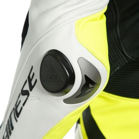 LAGUNA SECA 4 1PC PERF. LEATHER SUIT WHITE/BLACK/FLUO-YELLOW- One Piece Suits