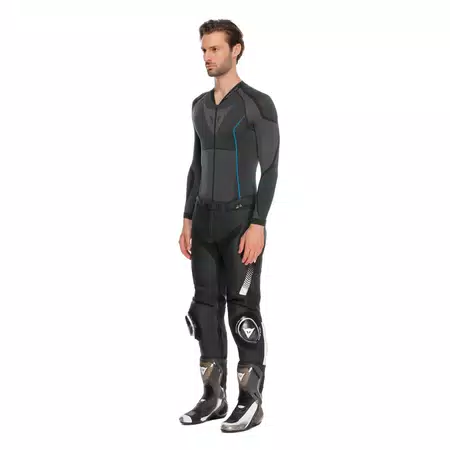 SUPER SPEED - MEN'S MOTORCYCLE LEATHER PANTS - BLACK/WHITE - 3