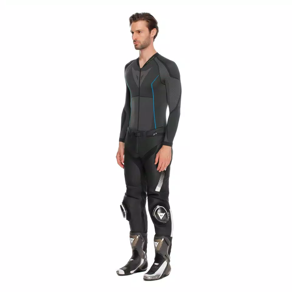 SUPER SPEED - MEN'S MOTORCYCLE LEATHER PANTS - BLACK/WHITE - 3