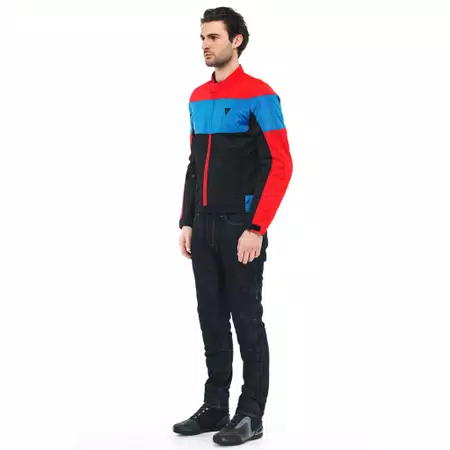 ELETTRICA AIR TEX - MEN'S MOTORCYCLE JACKET IN FABRIC - BLACK/LAVA-RED/LIGHT-BLUE - 2