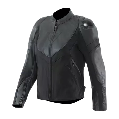 IPERATTIVA - CHAQUETA MOTO EN PIEL Y TEJIDO MUJER - BLACK/BLACK - 1