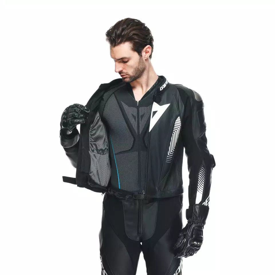 LAGUNA SECA 5 - TUTA MOTO DIVISIBILE IN PELLE PERFORATA UOMO - BLACK/BLACK/WHITE - 16
