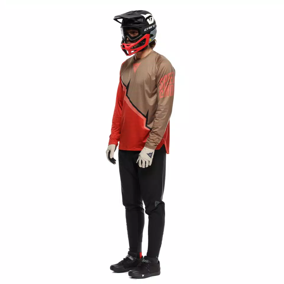HG AER JERSEY LS - MEN'S LONG SLEEVE BIKE T-SHIRT - RED/BROWN/BLACK - 4