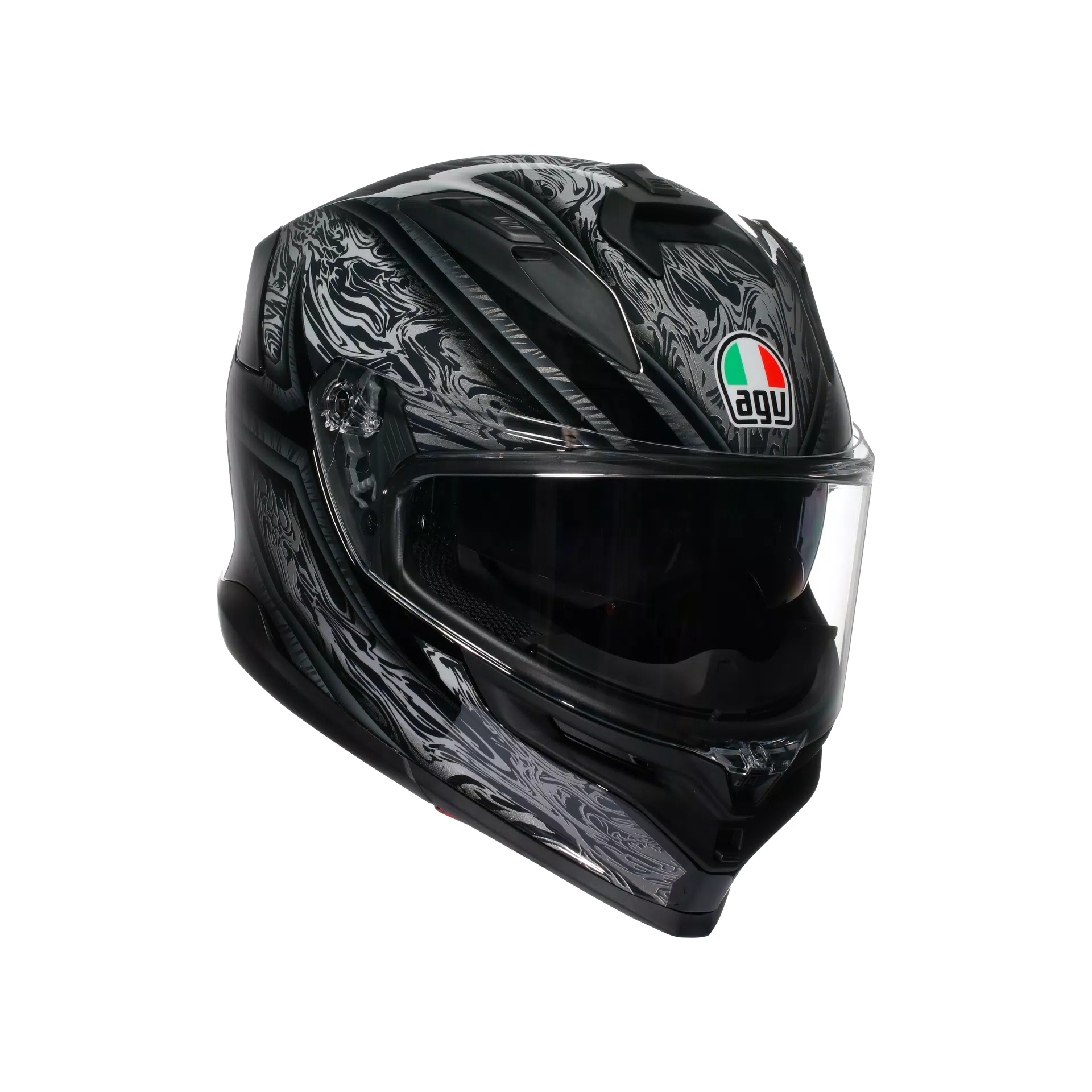 K7 MPLK DAMASCUS BLACK/SILVER - MOTORBIKE FULL FACE HELMET E2206
