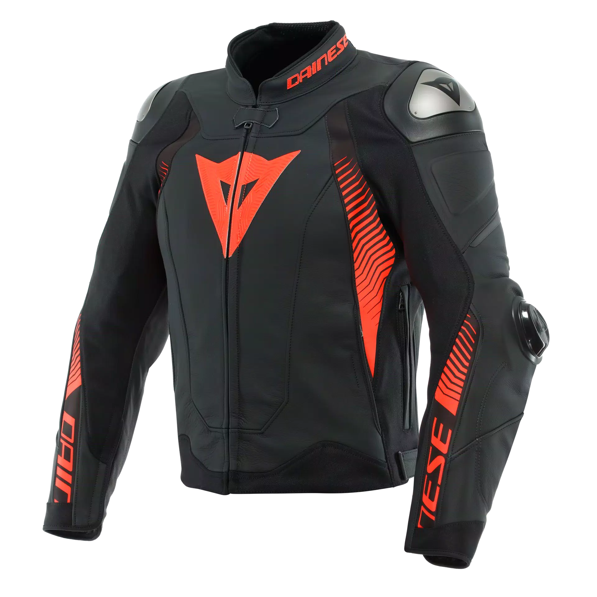 SUPER SPEED 4 - MEN'S MOTORCYCLE LEATHER JACKET | BLACK-MATT/FLUO