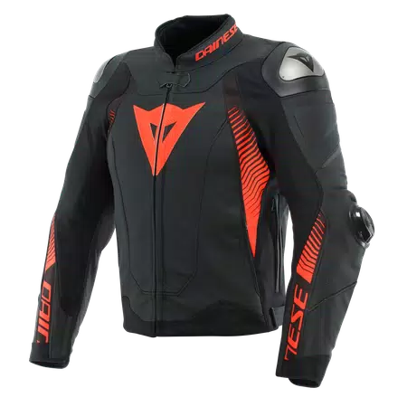 SUPER SPEED 4 - MEN'S MOTORCYCLE LEATHER JACKET - BLACK-MATT/FLUO-RED - 1