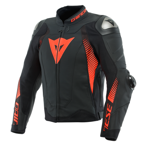 super-speed-4-giacca-moto-in-pelle-uomo-black-matt-fluo-red image number 0