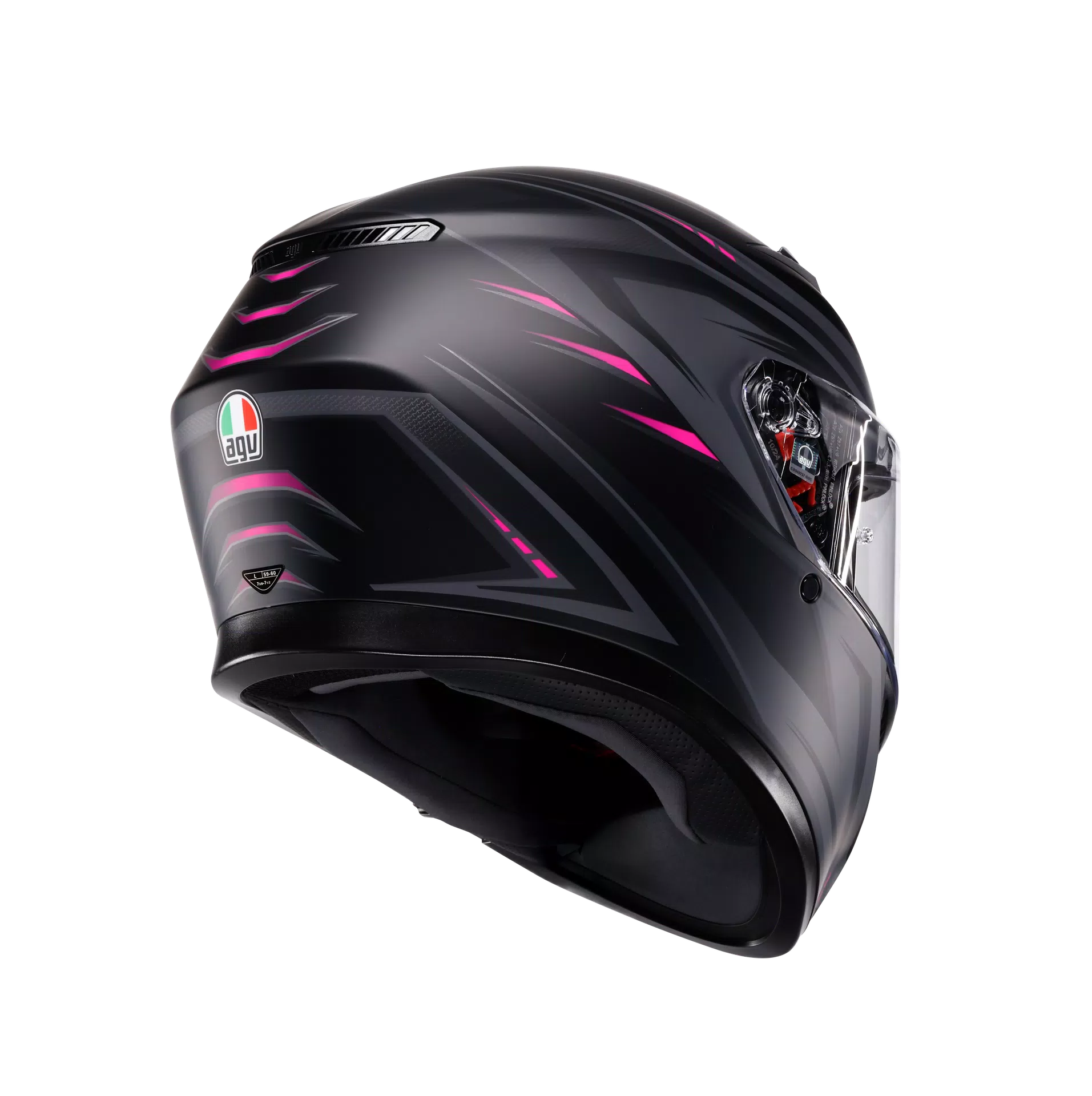 K3 SYTH MATT BLACK/PINK - MOTORBIKE FULL FACE HELMET E2206