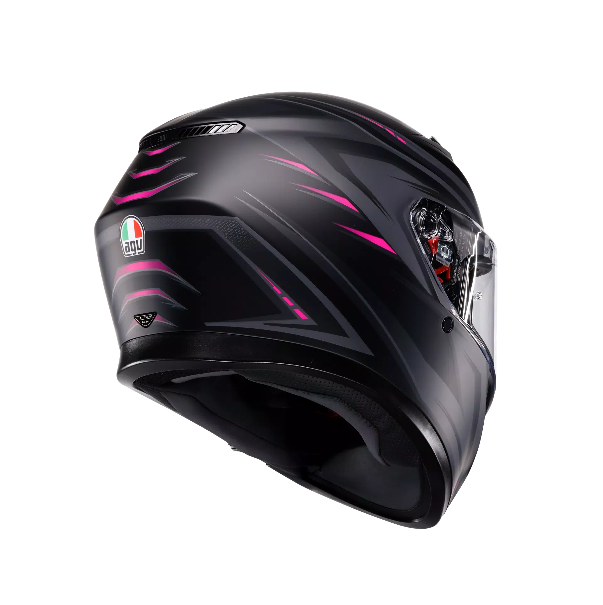 K3 SYTH MATT BLACK/PINK - MOTORBIKE FULL FACE HELMET E2206