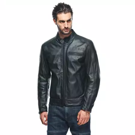 ZAURAX - MEN'S MOTORCYCLE LEATHER JACKET - BLACK - 5