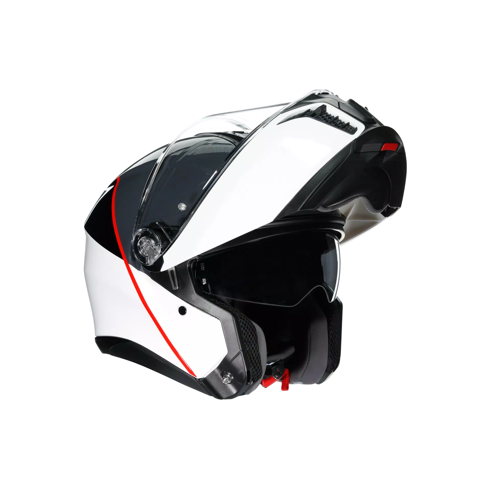 TOURMODULAR BALANCE WHITE/GREY/RED - CASQUE MOTO MODULAIRE E2206