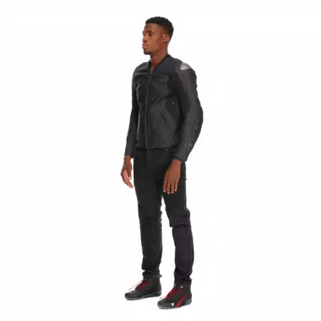 RACING 5 - MEN LEATHER MOTORCYCLE JACKET - BLACK/BLACK/BLACK - 2