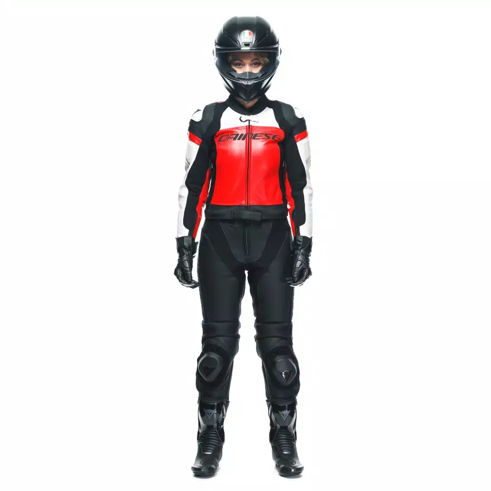 MIRAGE LADY LEATHER 2PCS SUIT BLACK LAVA RED WHITE Dainese