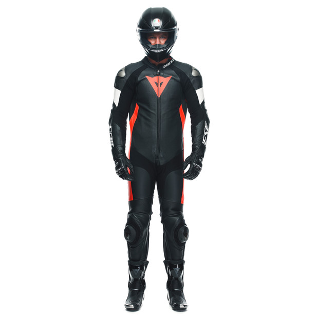 tosa-1-pcs-leather-suit-perf-black-fluo-red-white image number 17
