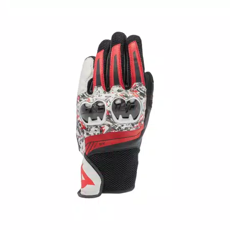MIG 3 - UNISEX MOTORCYCLE LEATHER GLOVES - BLACK/RED SPRAY/WHITE - 1