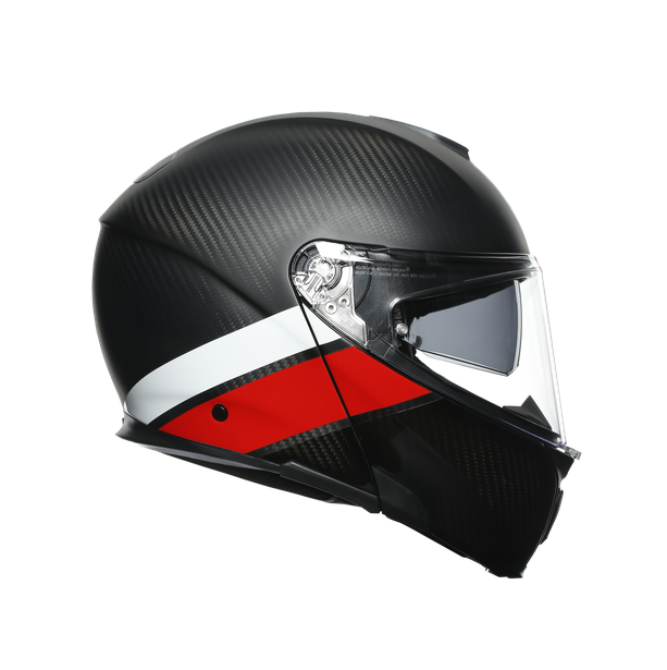 sportmodular-layer-carbon-red-white-casco-moto-modular-e2205 image number 1