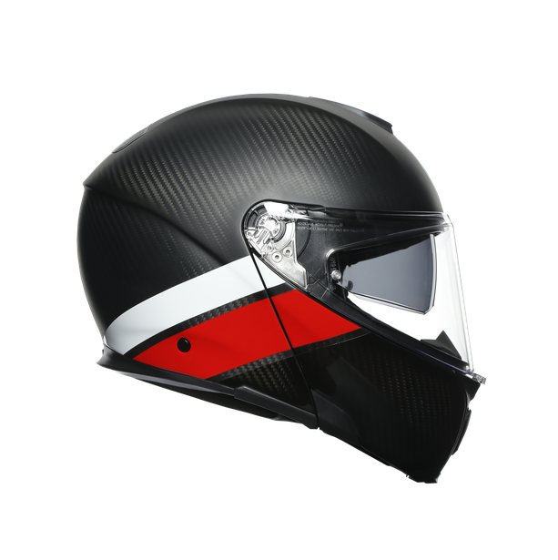 sportmodular-layer-carbon-red-white-casque-moto-modulaire-e2205 image number 1