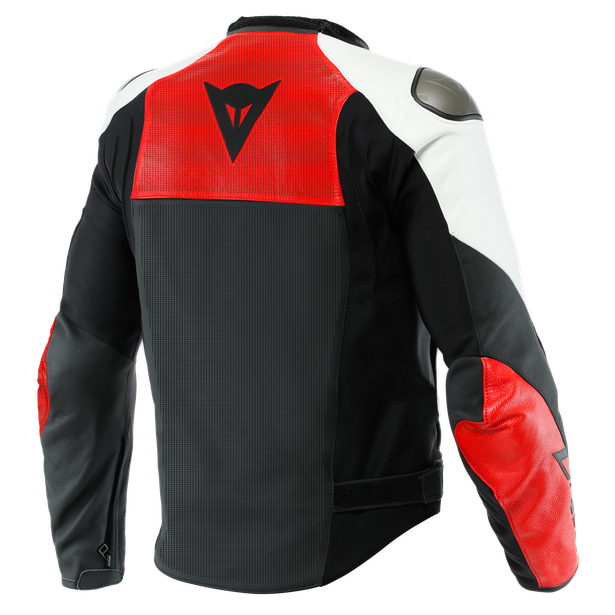 sportiva-giacca-moto-in-pelle-perforata-uomo-black-matt-lava-red-white image number 1