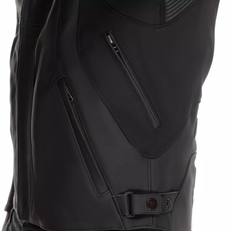 RACING 5 - MEN LEATHER MOTORCYCLE JACKET - BLACK/BLACK/RED-FLUO - 10