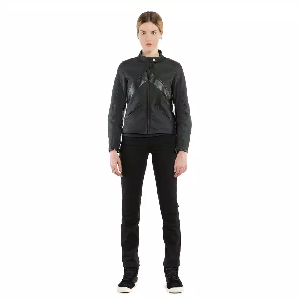 SANTA MONICA LADY LEATHER JACKET PERF. - BLACK - 3