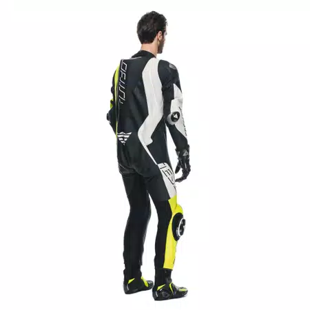 AUDAX D-ZIP 1PC PERF. LEATHER SUIT - BLACK/YELLOW-FLUO/WHITE - 5