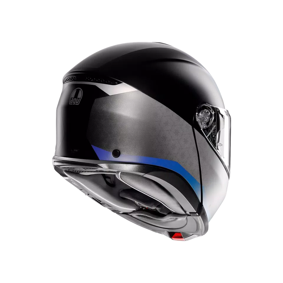 TOURMODULAR STRAY MATT BLACK/GREY/BLUE - MOTORBIKE FLIP UP HELMET E2206 -  - 6