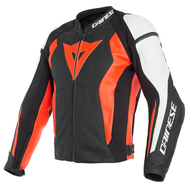 nexus-leather-jacket-black-fluo-red-white image number 0