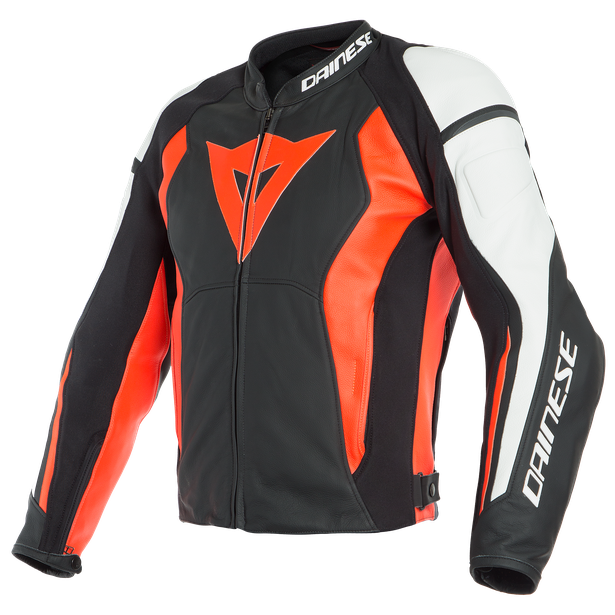 NEXUS LEATHER JACKET BLACK/FLUO-RED/WHITE- Giacche