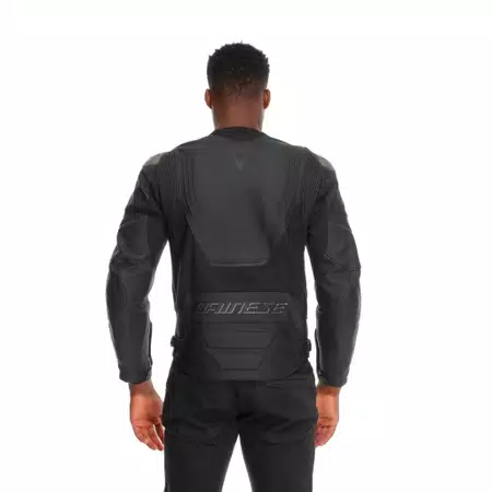 RACING 5 - MEN LEATHER MOTORCYCLE JACKET - BLACK/BLACK/BLACK - 5