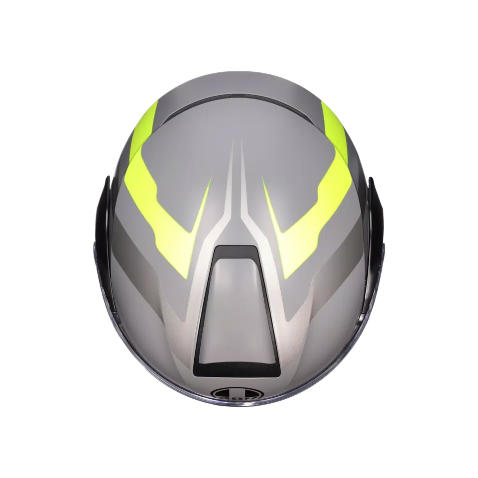 STREETMODULAR RESIA MATT GREY/BLACK/YEL FLUO - MOTORBIKE FLIP UP HELMET E2206 -  - 7