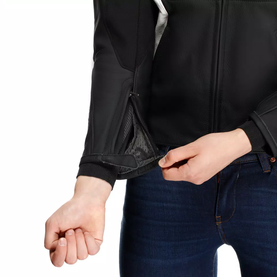 RACING 5 - WOMEN'S LEATHER MOTORCYCLE JACKET - BLACK/WHITE - 14