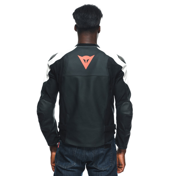 sportiva-giacca-moto-in-pelle-uomo-black-matt-black-matt-white image number 6