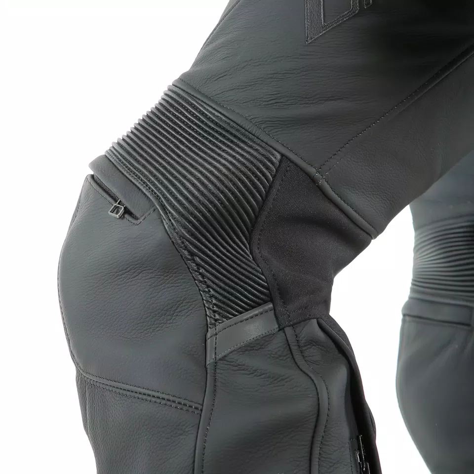 PONY 3 - MEN'S MOTORCYCLE PERFORATED LEATHER PANTS - BLACK-MATT - 10